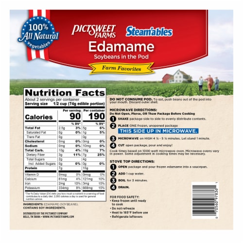 Pictsweet Farms® Steam'ables® Farm Favorites Frozen Edamame Soybeans in the Pod Perspective: back