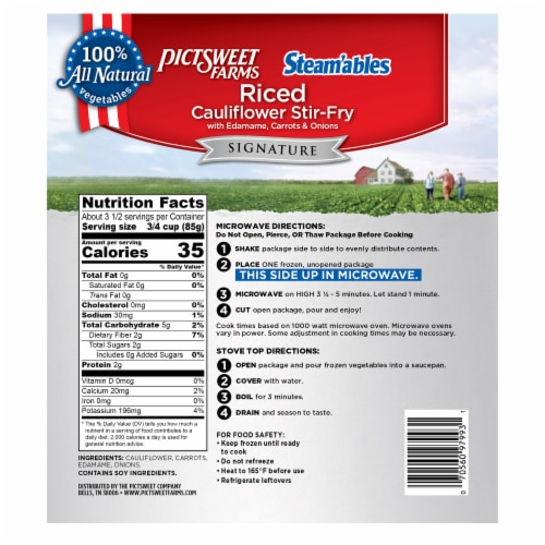 Pictsweet Farms® Steam'ables Riced Cauliflower Stir-Fry Perspective: back