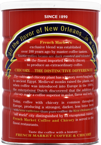 French Market Coffee & Chicory Medium Dark Roast Coffee Perspective: back