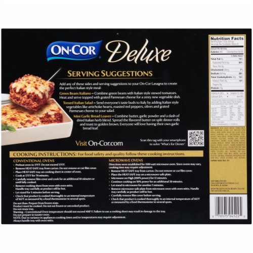 On-Cor® Deluxe Lasagna with Meat Sauce Party Size Perspective: back