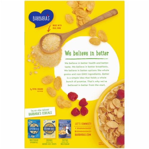 Barbara's Corn Flakes Organic Cereal Perspective: back