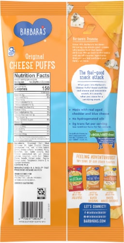 Barbara's® Original Cheese Puffs Chips Perspective: back