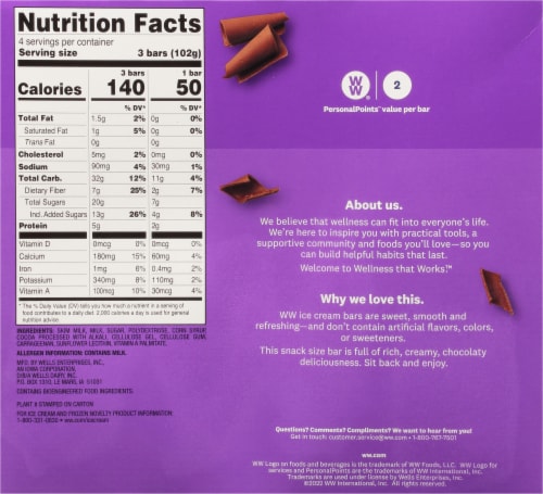 Weight Watchers™ Chocolate Fudge Ice Cream Bars Perspective: back