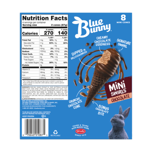 Blue Bunny® Mini Swirls® Chocoate Ice Cream Cones Perspective: back