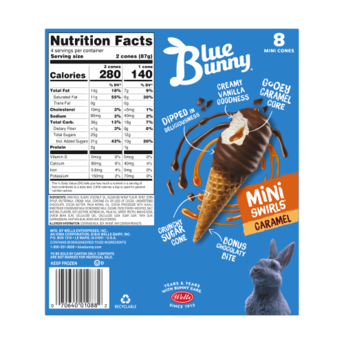Blue Bunny Mini Swirls Caramel Frozen Dessert Perspective: back