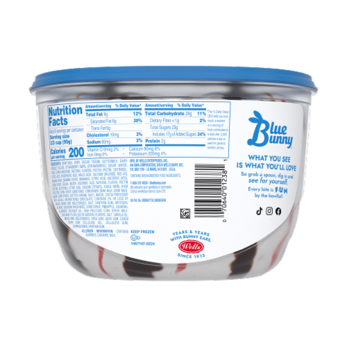 Blue Bunny Banana Split Frozen Dessert Perspective: back