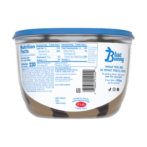 Blue Bunny Super Fudge Brownie® Frozen Dairy Dessert Tub Perspective: back