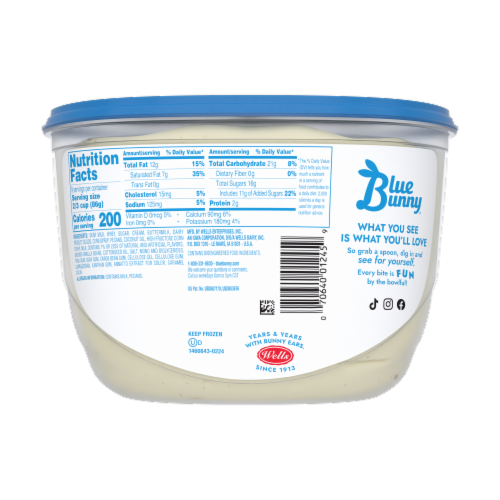 Blue Bunny Butter Pecan Frozen Dairy Dessert Tub Perspective: back