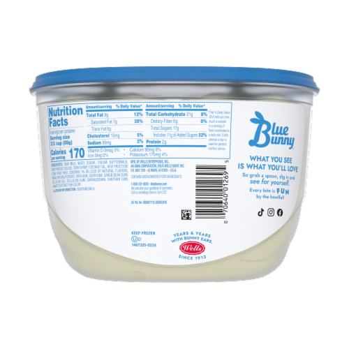 Blue Bunny Premium Vanilla Frozen Dessert Perspective: back