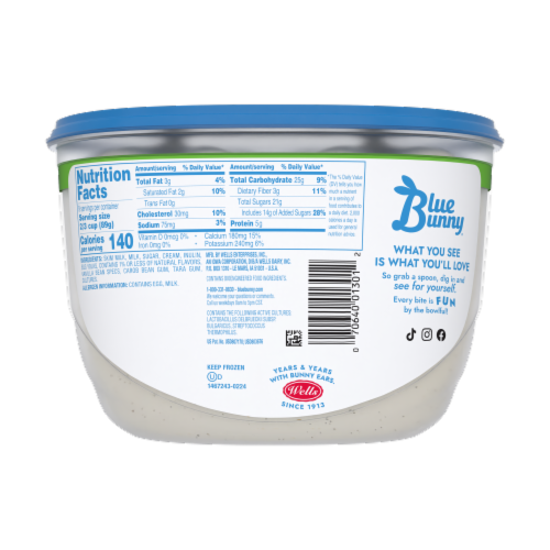 Blue Bunny Vanilla Bean Frozen Yogurt Perspective: back