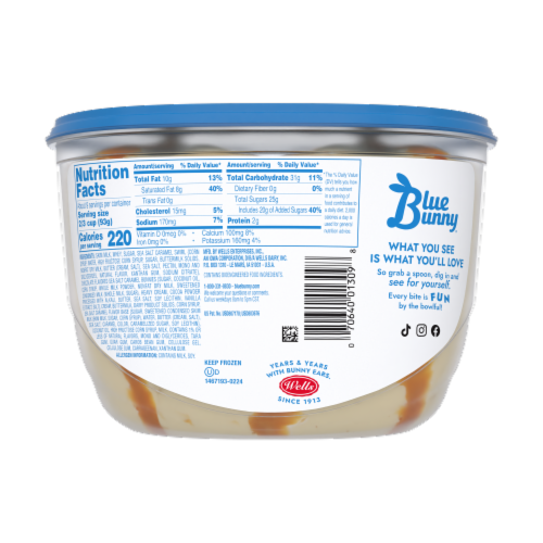 Blue Bunny Salted Caramel Craze Frozen Dairy Dessert Tub Perspective: back
