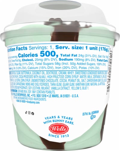 Blue Bunny® Load'd Sundaes Mint Chocolate Chunk Ice Cream Cups Perspective: back