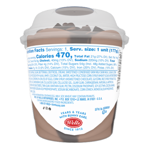 Blue Bunny Load'd Sundaes Chocolate Brownie Bomb Frozen Dessert Cup Perspective: back