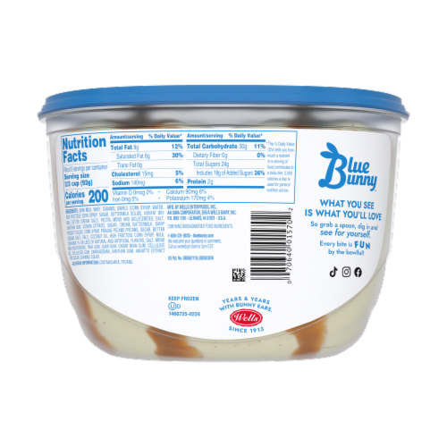 Blue Bunny® Caramel Butter Pecan Praline Frozen Dairy Dessert Tub Perspective: back
