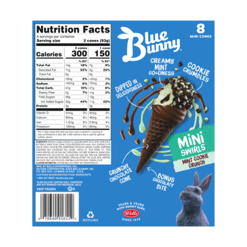 Blue Bunny Mini Swirls Mint Cookie Crunch Frozen Dessert Perspective: back