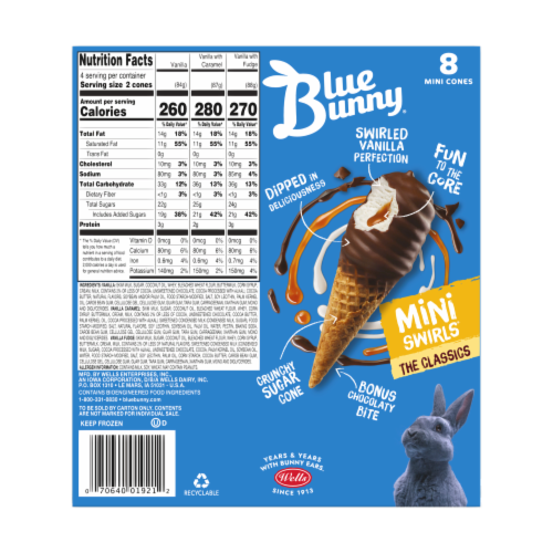 Blue Bunny Mini Swirls Classic Mini Cones Variety Pack Frozen Dessert Perspective: back