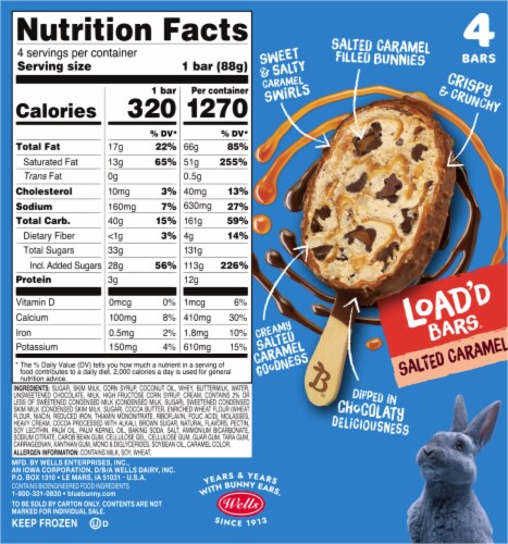 Blue Bunny® Salted Caramel Load’d Bars® Frozen Dairy Dessert Perspective: back