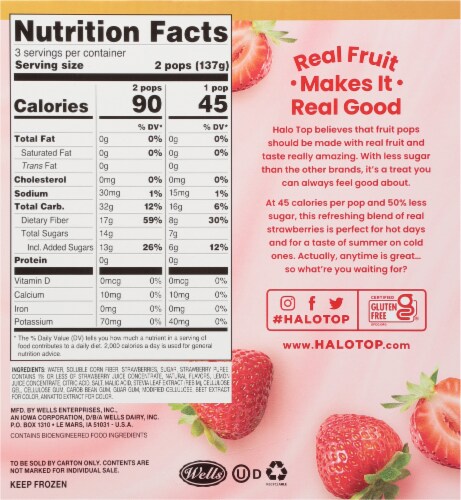 Halo Top® Strawberry Fruit Pops Perspective: back