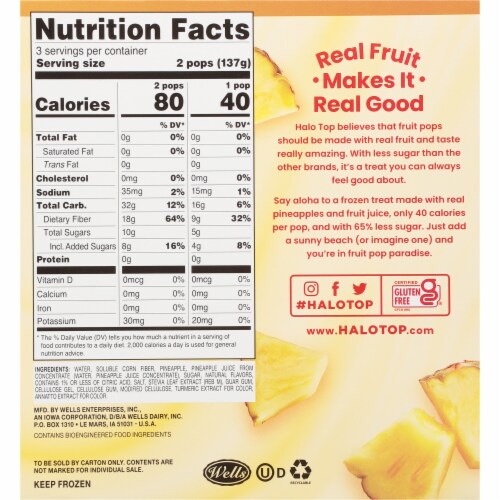 Halo Top Pineapple Fruit Pops Perspective: back