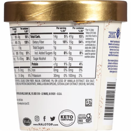 Halo Top® Keto Vanilla Bean Frozen Dessert Pint Perspective: back