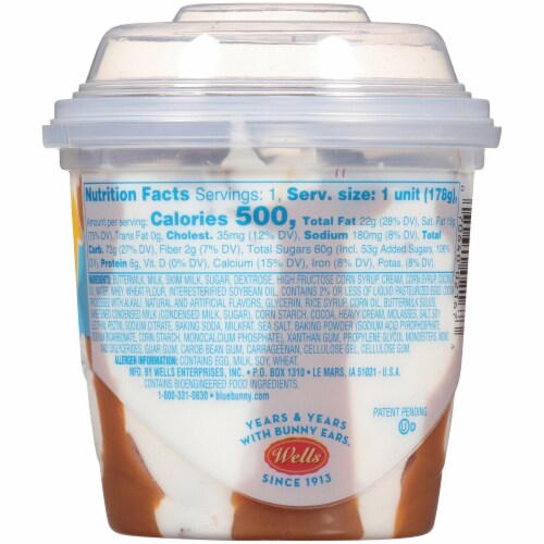 Blue Bunny Load'd Sundaes Caramel Fudge Brownie Frozen Dessert Cup Perspective: back
