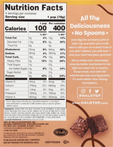 Halo Top® Brownie Batter Light Ice Cream Pops Perspective: back