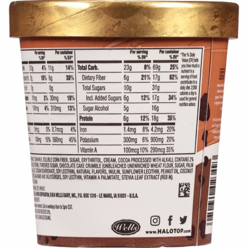 Halo Top Chocolate Ice Cream Cake Light Ice Cream Perspective: back