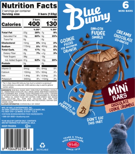 Blue Bunny® Chocolate Cookie Crumble Mini Ice Cream Bars Perspective: back