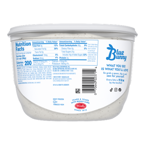 Blue Bunny Soft Cookies and Cream Frozen Dairy Dessert Perspective: back
