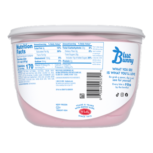Blue Bunny Soft Strawberry Flavored Frozen Dairy Dessert Perspective: back