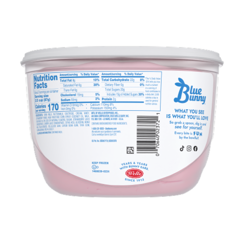 Blue Bunny Soft Strawberry Flavored Frozen Dairy Dessert Perspective: back