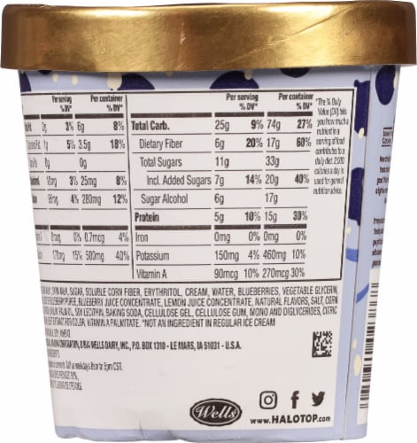 Halo Top Blueberry Crumble Light Ice Cream Perspective: back
