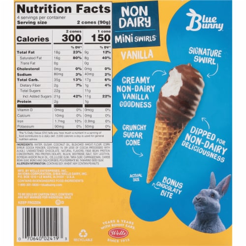 Blue Bunny® Mini Swirls® Vanilla Non Dairy Mini Cones Perspective: back