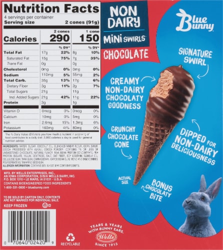 Blue Bunny® Mini Swirls Chocolate Non Dairy Mini Cones Perspective: back