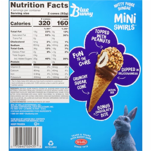 Blue Bunny® Mini Swirls® Nutty Fudge Sundae Cones Perspective: back