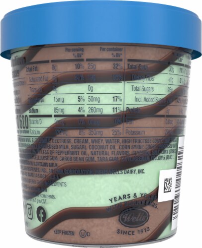 Blue Bunny® Mint Chocolate Twist Ice Cream Pint Perspective: back