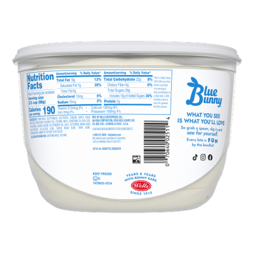 Blue Bunny Soft Butter Pecan Frozen Dessert Perspective: back