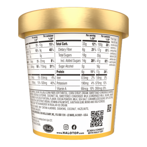 Halo Top Caramel Cookie Crunch Light Ice Cream Perspective: back