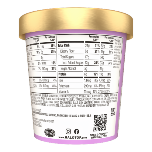 Halo Top Chocolate Fudge Brownie Light Ice Cream Perspective: back