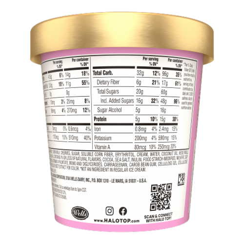 Halo Top Cherry Chocolate Chunk Light Ice Cream Perspective: back