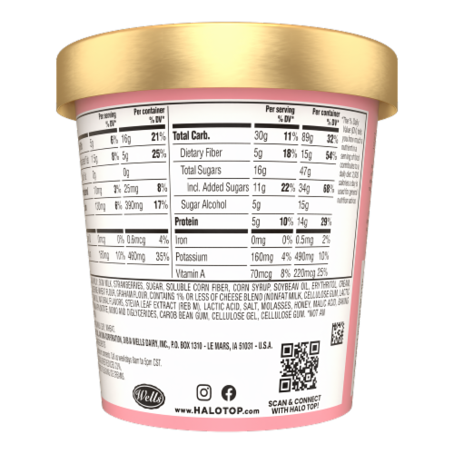 Halo Top Strawberry Cheesecake Light Ice Cream Perspective: back