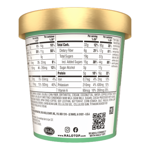 Halo Top Sweet Cream Cold Brew Light Ice Cream Perspective: back