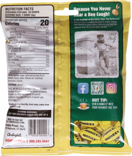 Honees® Honey Menthol Eucalyptus Drops Perspective: back