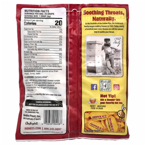 Honees® Honey Throat Drops Perspective: back