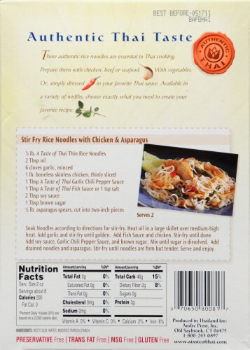 A Taste of Thai Extra Thin Noodles Perspective: back