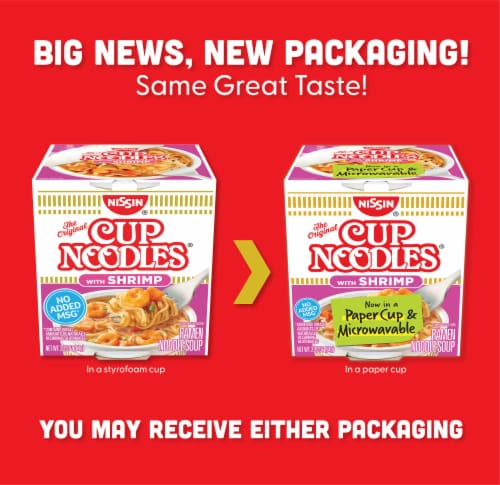 Nissin Cup Noodles with Shrimp Ramen Noodle Soup Perspective: back
