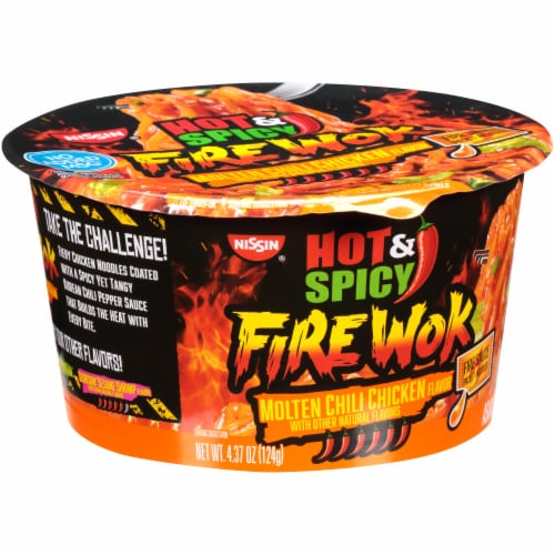 Nissin® Hot & Spicy Fire Wok Molten Chili Chicken Flavor Stir Fry Asian Noodles in Sauce Perspective: back