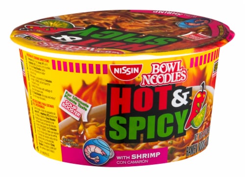 Nissin® Hot & Spicy with Shrimp Ramen Noodle Soup Bowl Perspective: back