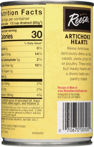 Reese® Delicious Medium Artichoke Hearts Perspective: back