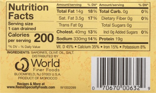 Reese® Fancy Sardines in Olive Oil Perspective: back